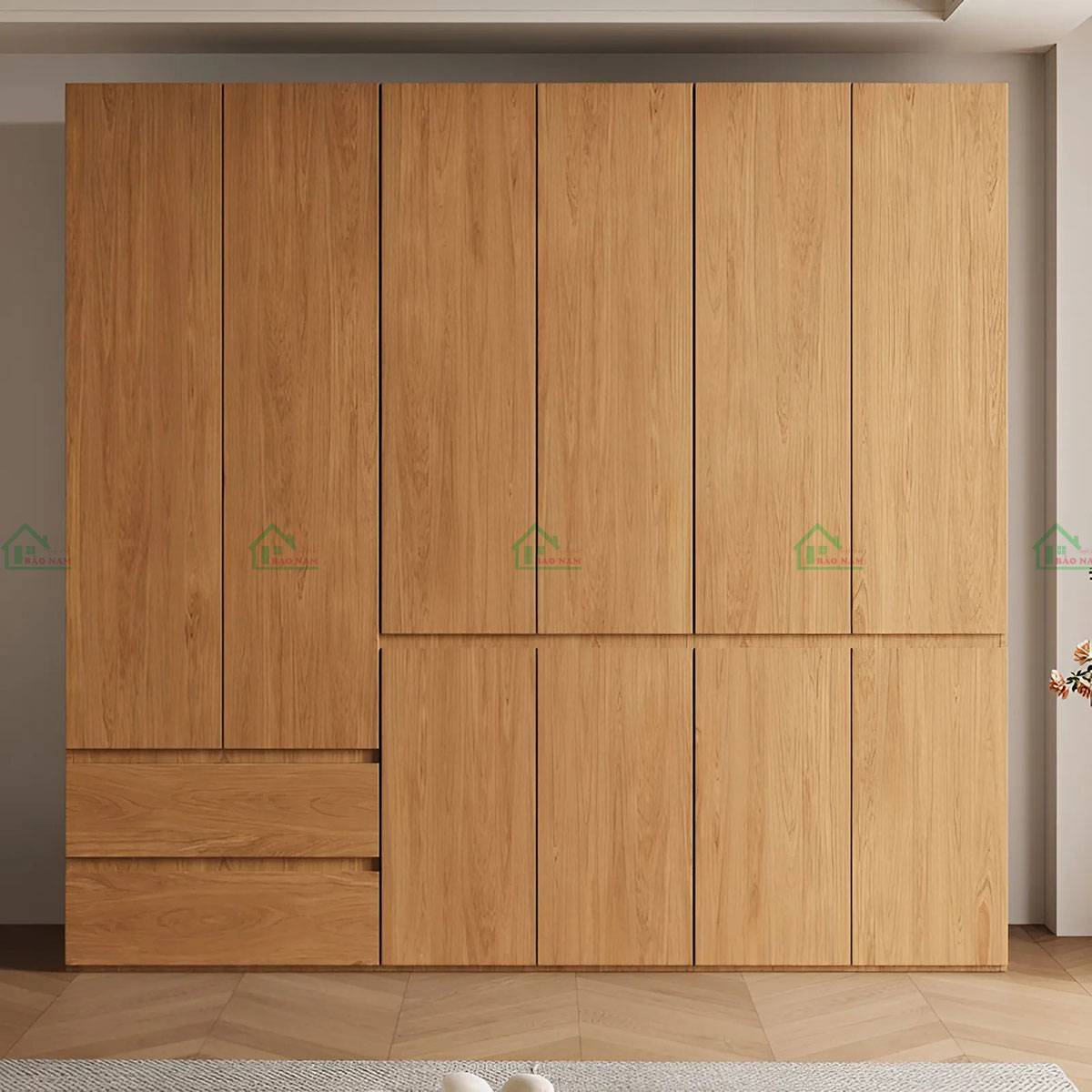 Tủ quần áo gỗ sồi tự nhiên TATN22 với thiết kế hiện đại