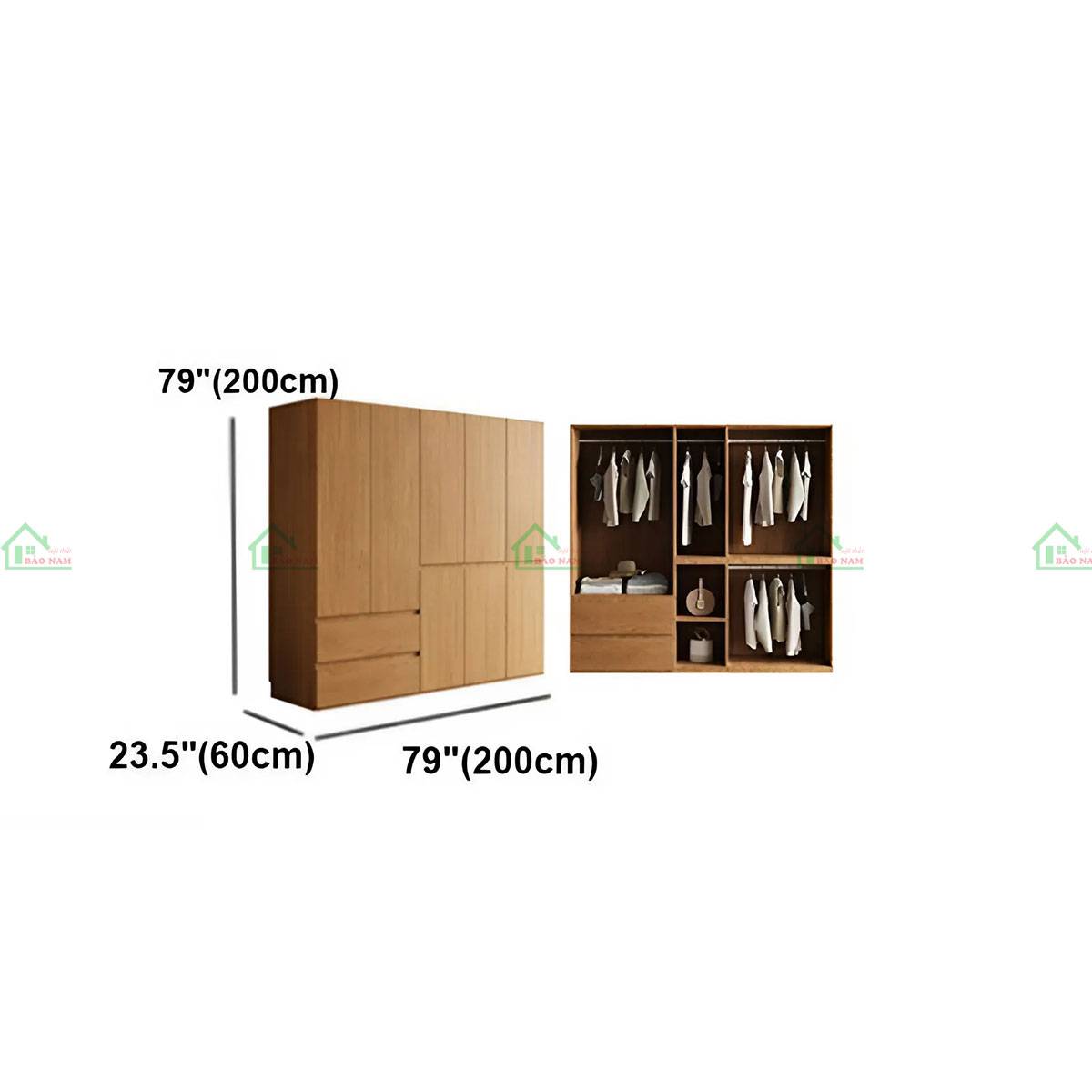 Thiết kế tủ quần áo kích thước 200cm x 60cm x 200cm – sự lựa chọn hoàn hảo cho phòng ngủ hiện đại