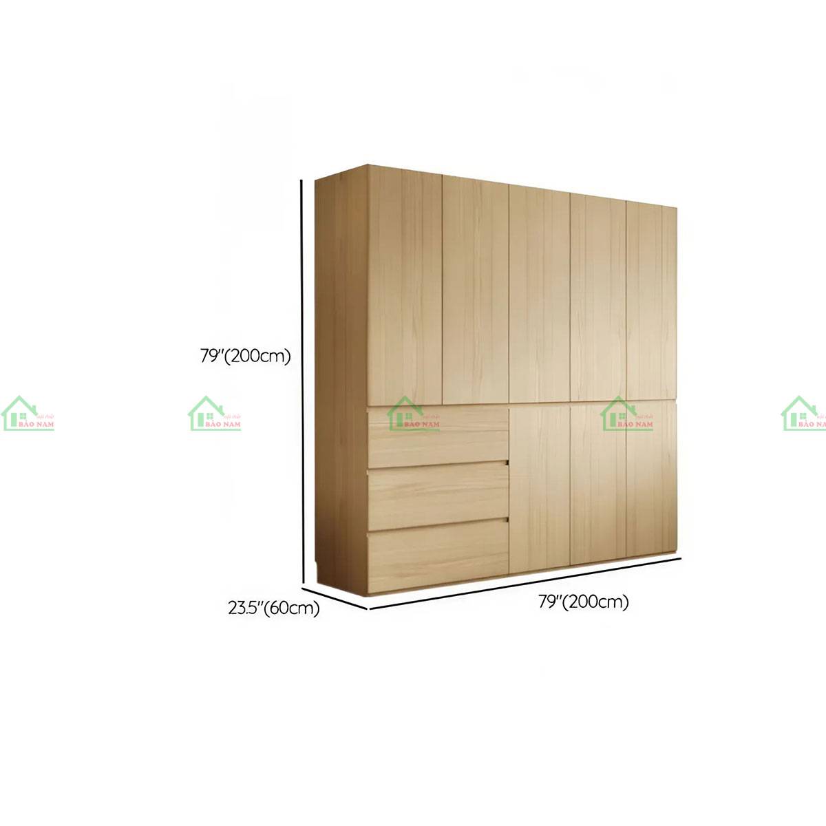 Tủ quần áo gỗ tự nhiên TATN27 kích thước 200 x 60 x 200cm
