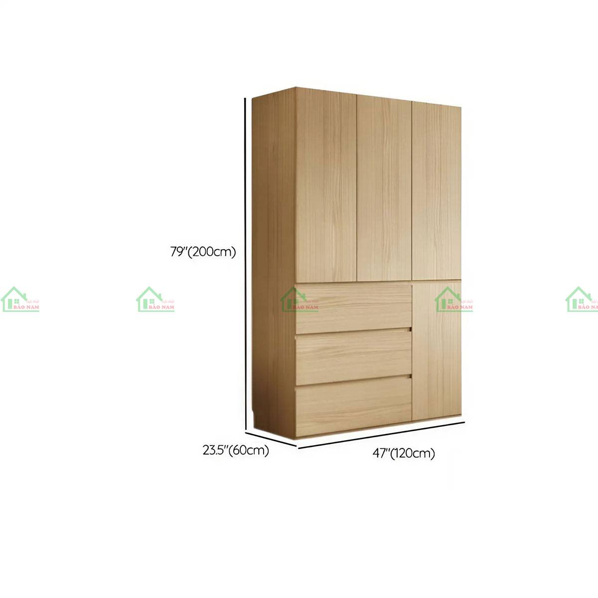 Tủ quần áo gỗ tự nhiên TATN27 kích thước 120 x 60 x 200cm