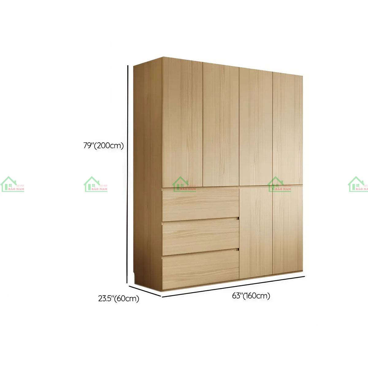 Tủ quần áo gỗ tự nhiên TATN27 kích thước 160 x 60 x 200cm