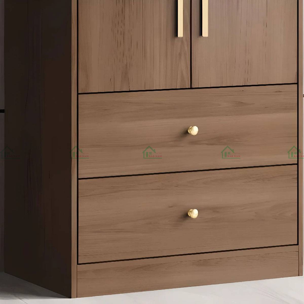 Tủ quần áo gỗ tự nhiên thiết kế cánh mở truyền thống, chắc chắn.