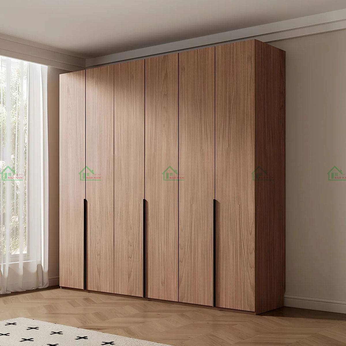 Tủ áo gỗ tự nhiên TATN19 màu nâu sáng vân gỗ đẹp giá tốt