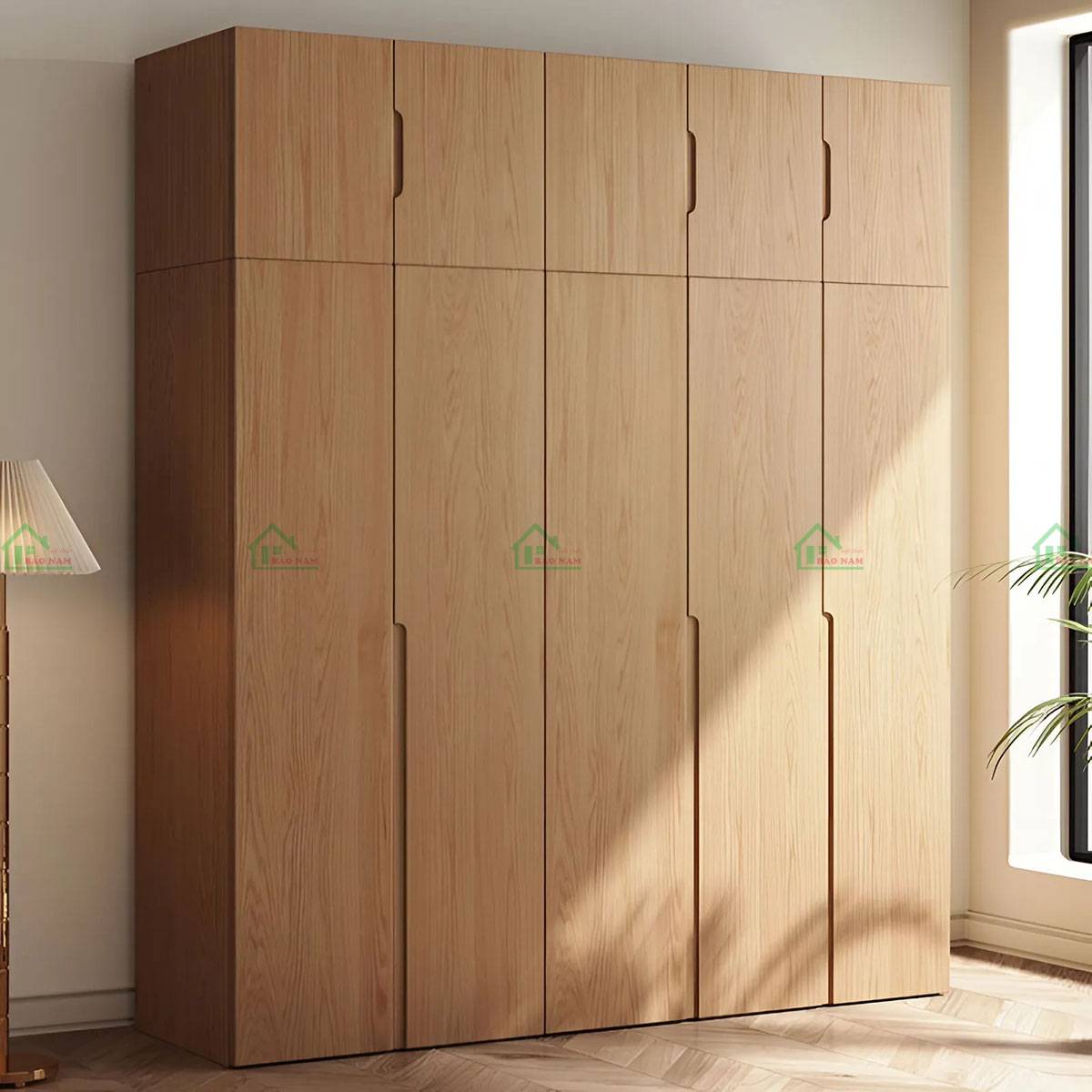 Chất liệu gỗ sồi tự nhiên sơn PU nâu nhạt của tủ TATN21 đẹp