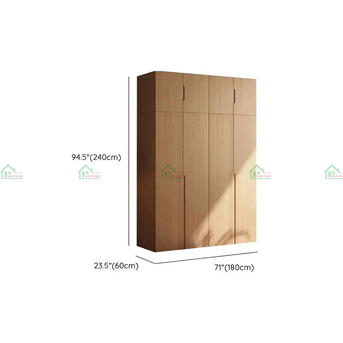 Tủ quần áo TATN21 với thiết kế 4 cánh mở hiện đại - Kích thước 180cm x 60cm x 240cm