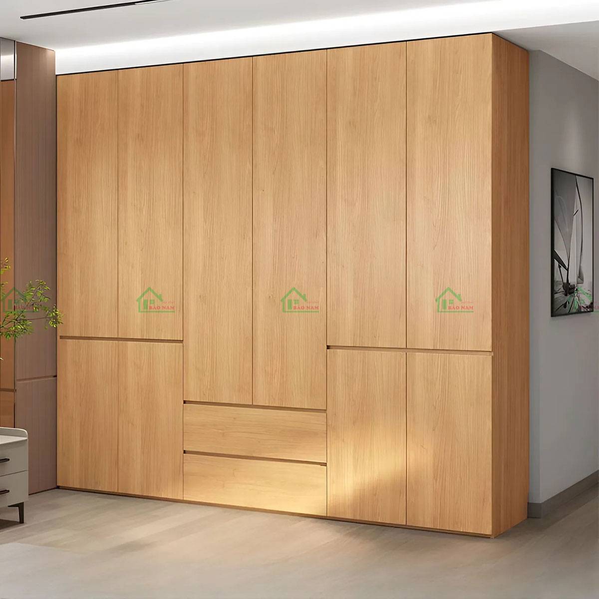 Tủ quần áo gỗ tự nhiên TATN32 với thiết kế hiện đại và tinh tế