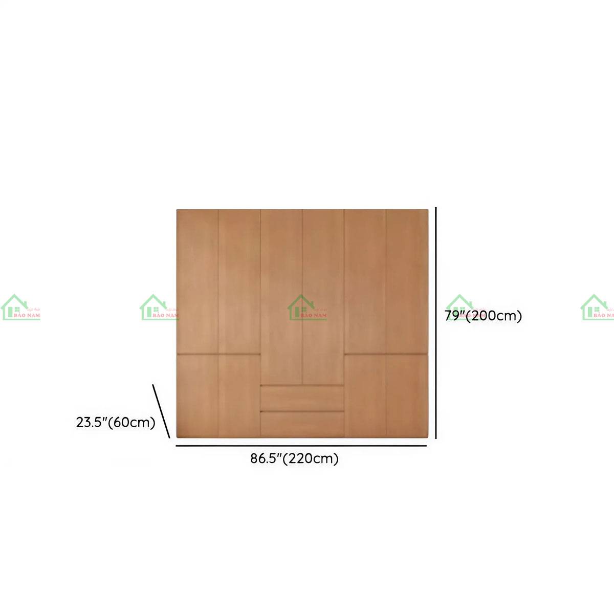 Tủ quần áo gỗ tự nhiên TATN32 - kích thước 220cm x 60cm x 200cm