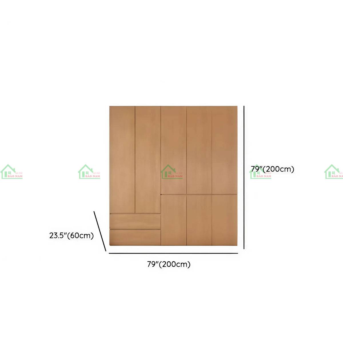 Tủ quần áo gỗ tự nhiên TATN32 - kích thước 200cm x 60cm x 200cm