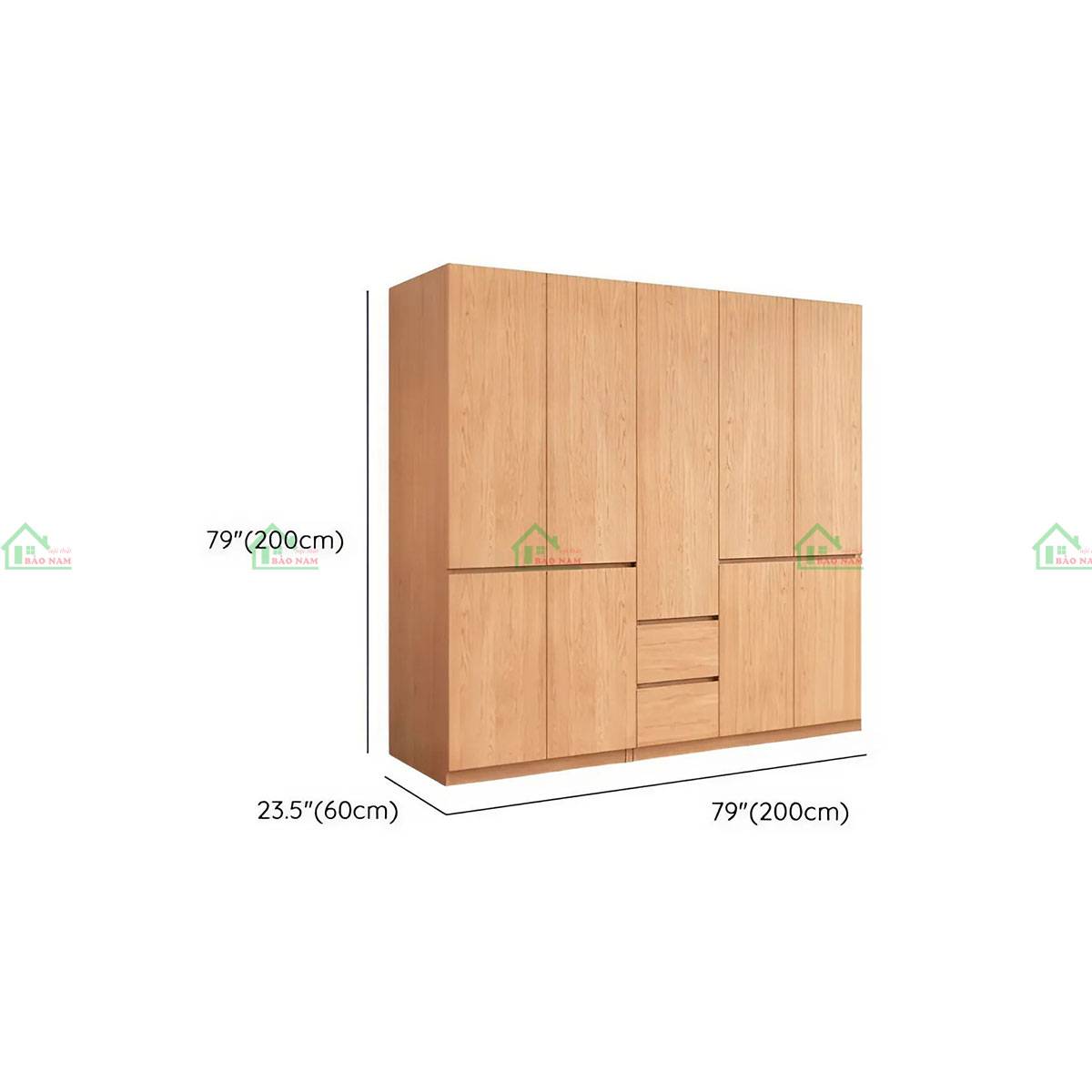 Tủ quần áo gỗ tự nhiên TATN36 - Kích thước 200cm x 60cm x 200cm