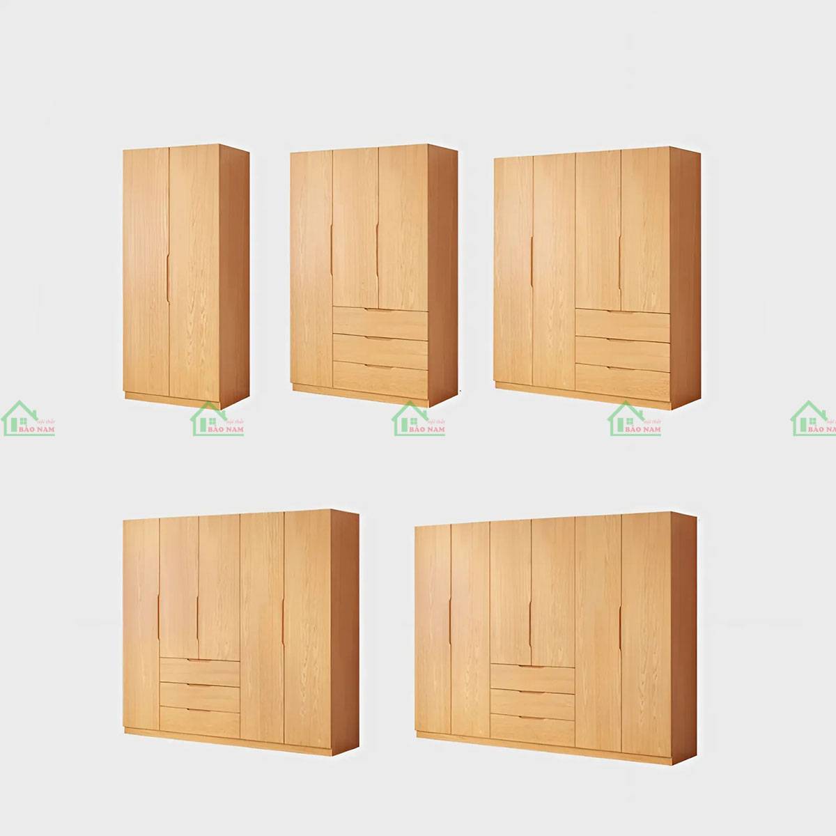 Kích thước đa dạng của tủ quần áo gỗ tự nhiên TATN37 phù hợp mọi diện tích