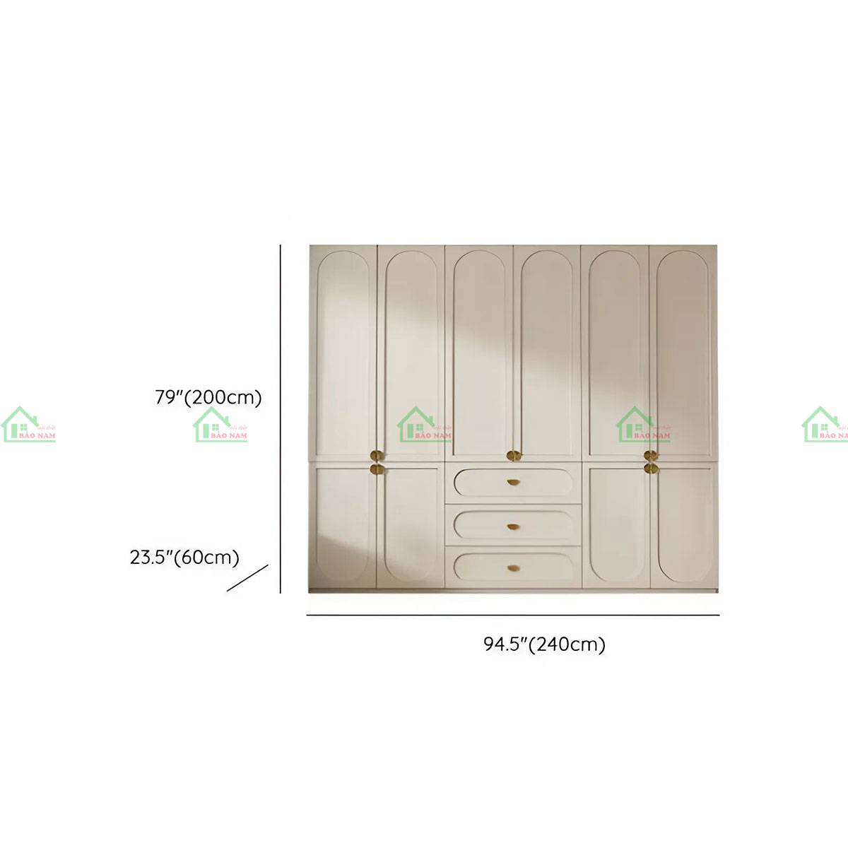 Tủ quần áo gỗ tự nhiên TATN43 - Kích thước 240cm x 60cm x 200cm