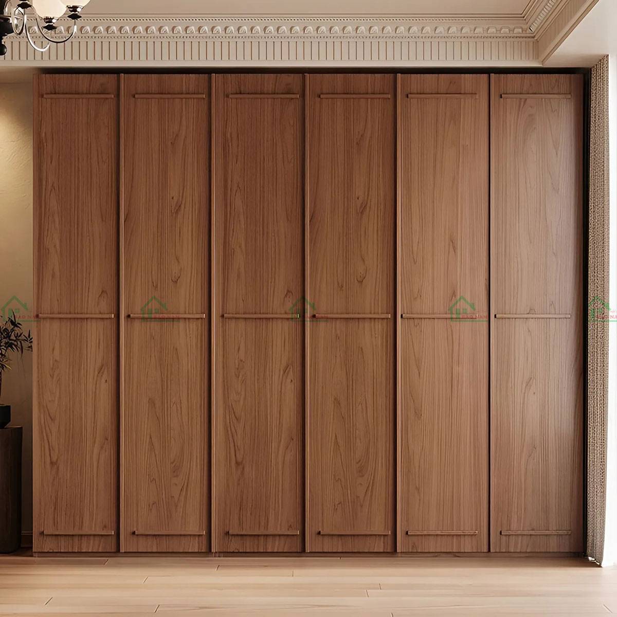 Tủ quần áo gỗ tự nhiên cao cấp TATN03 với thiết kế âm tường hiện đại