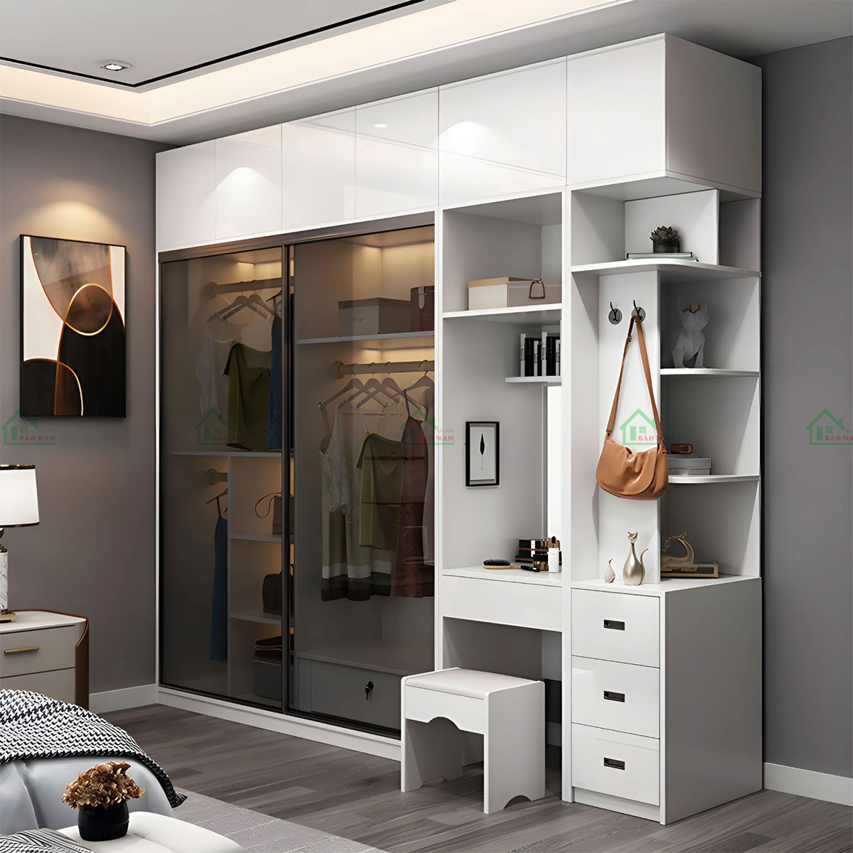 Tủ Quần Áo Nhôm Kính Cửa Lùa TK35