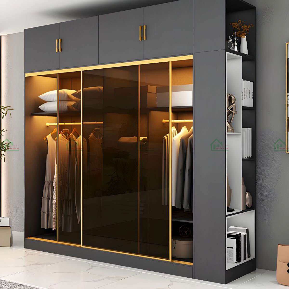 Tủ Quần Áo Nhôm Kính Cửa Lùa TK51