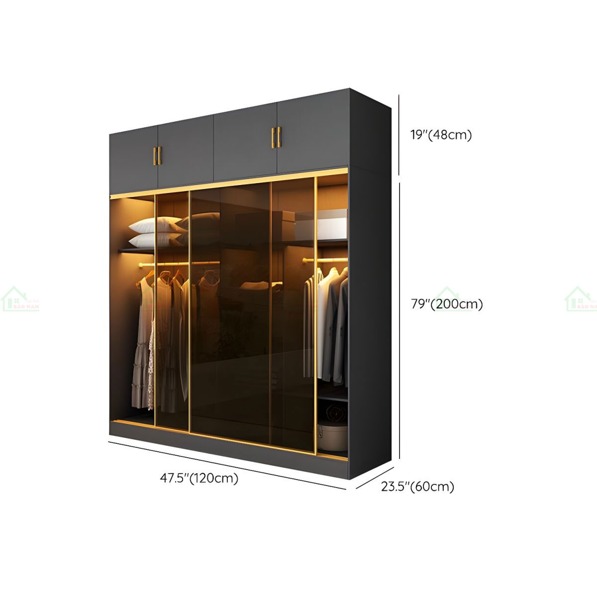 Tủ Quần Áo Nhôm Kính Cửa Lùa TK51