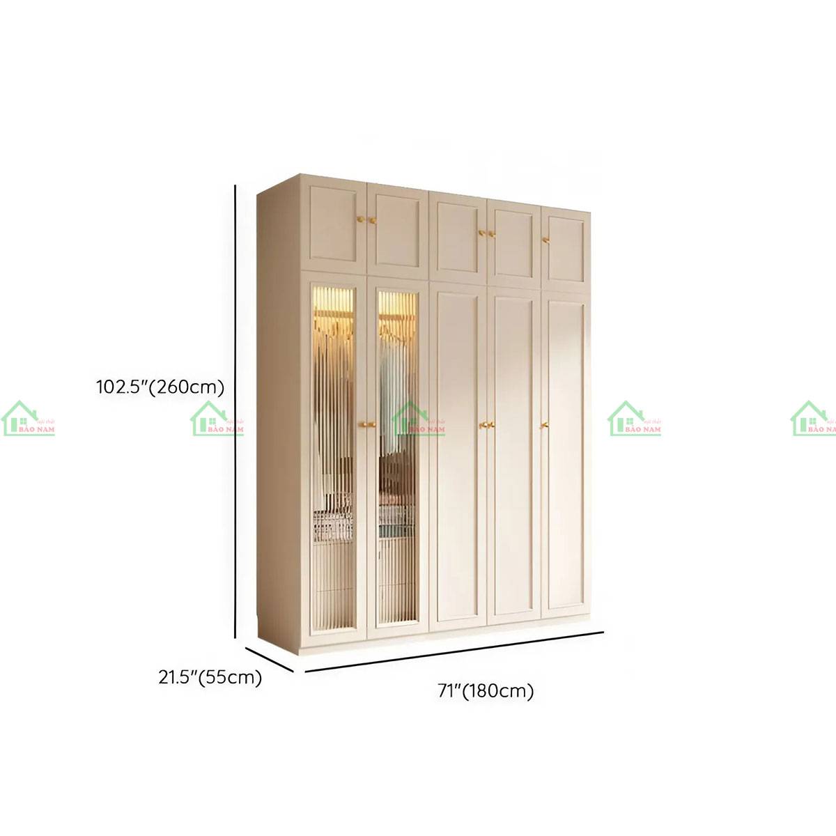 Tủ quần áo tân cổ điển TATN46 - Kích thước 180cm x 60cm x 260cm