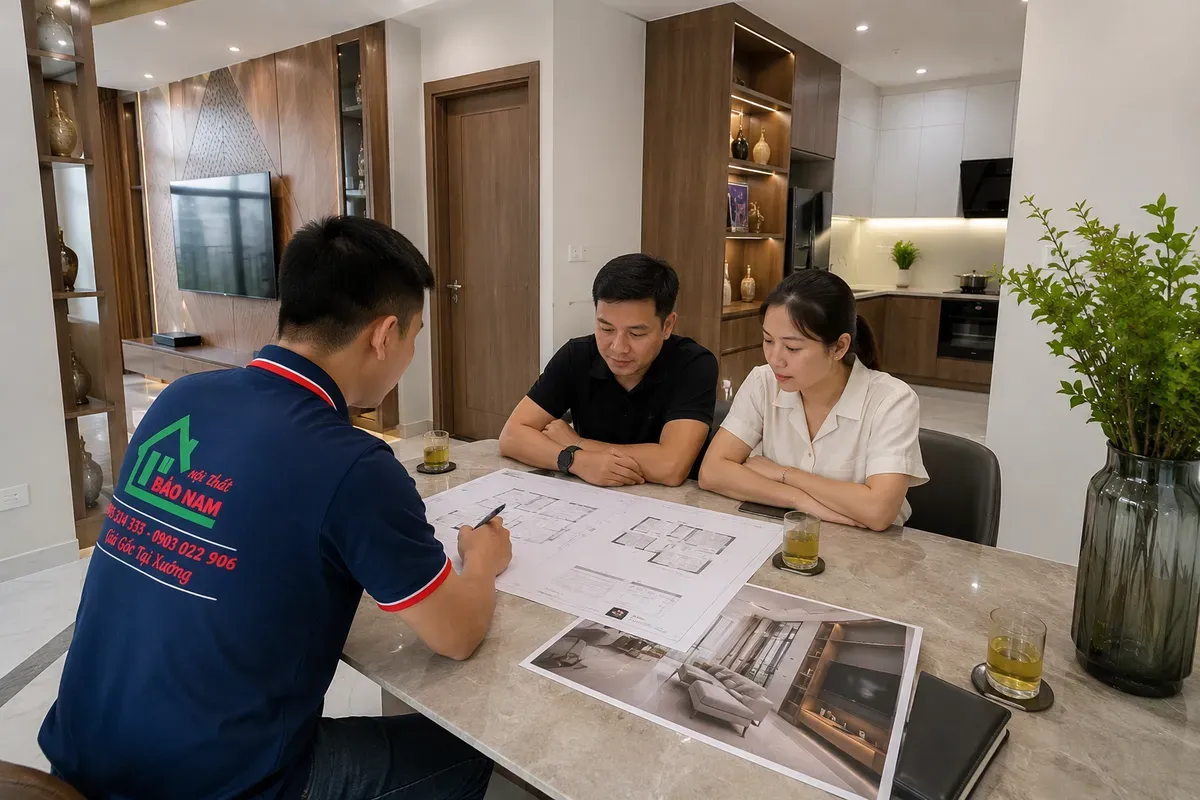 Tư vấn giải pháp thi công nội thất phù hợp cho khách hàng tại quận Bình Thạnh.
