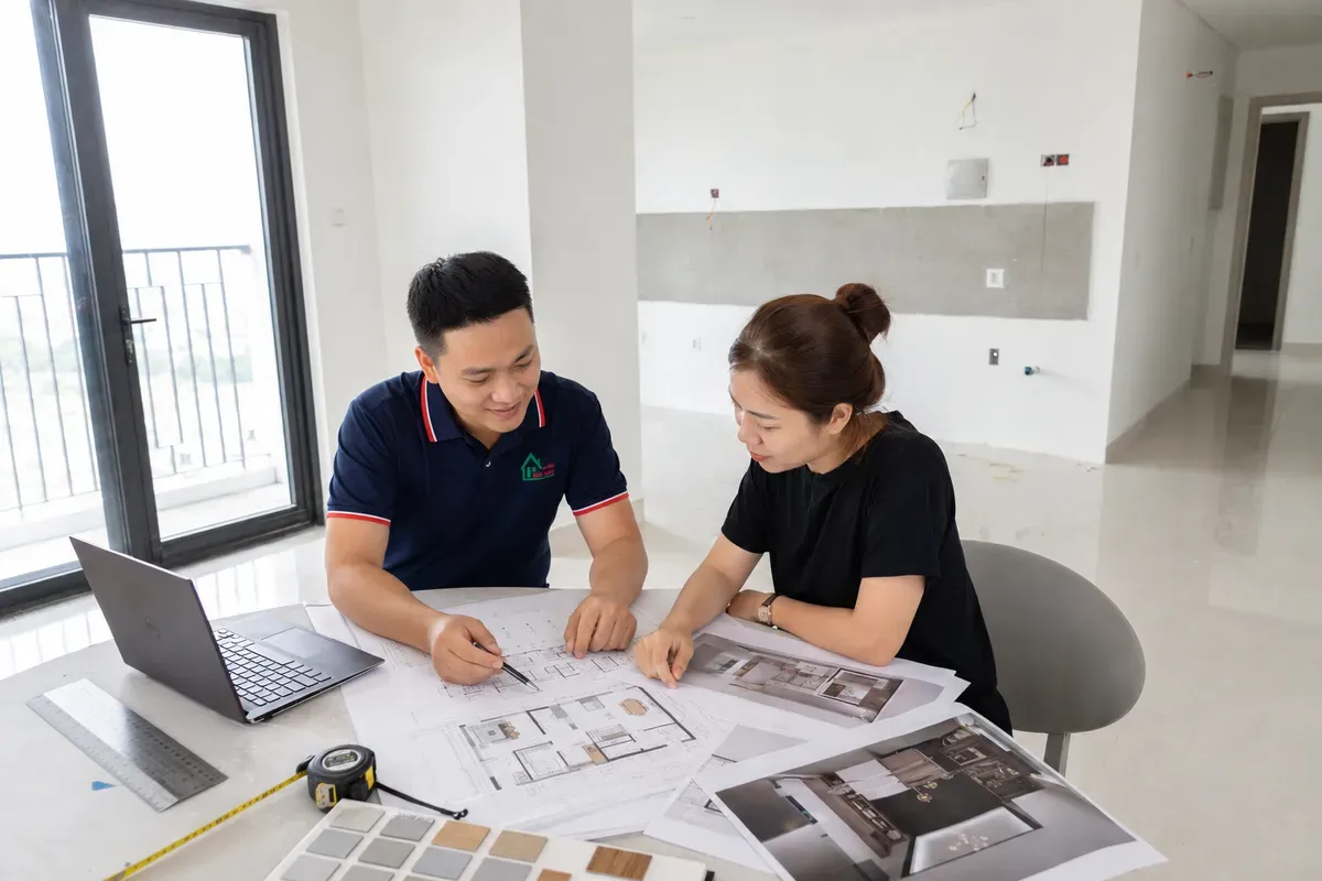 Đội ngũ tư vấn hỗ trợ khách hàng lựa chọn mẫu tủ bếp phù hợp