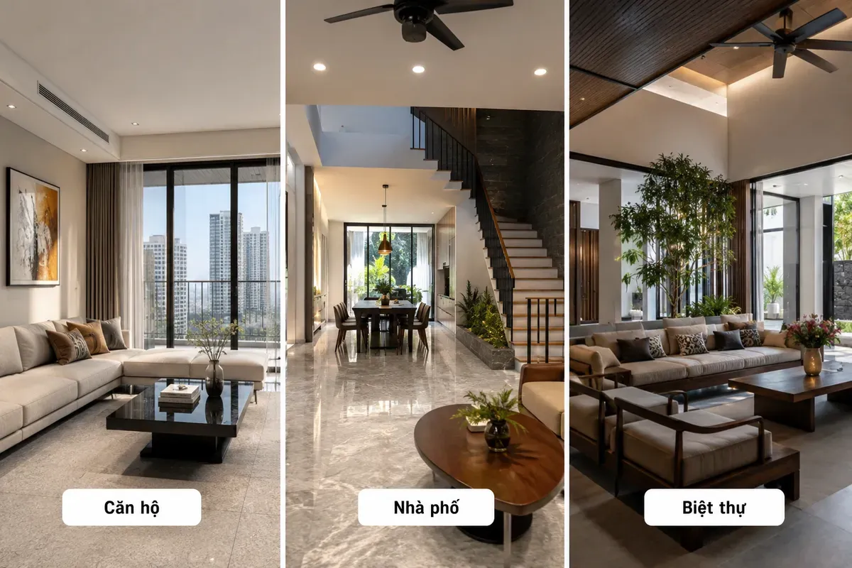 Mỗi loại công trình sẽ có mức đầu tư nội thất khác nhau tùy theo quy mô và nhu cầu.
