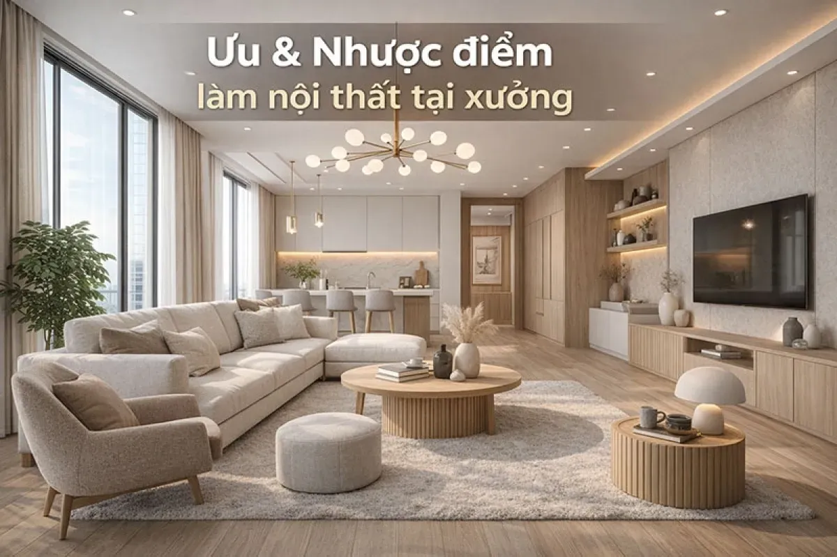 Làm nội thất trực tiếp tại xưởng giúp chủ động về thiết kế, vật liệu và quy trình sản xuất.