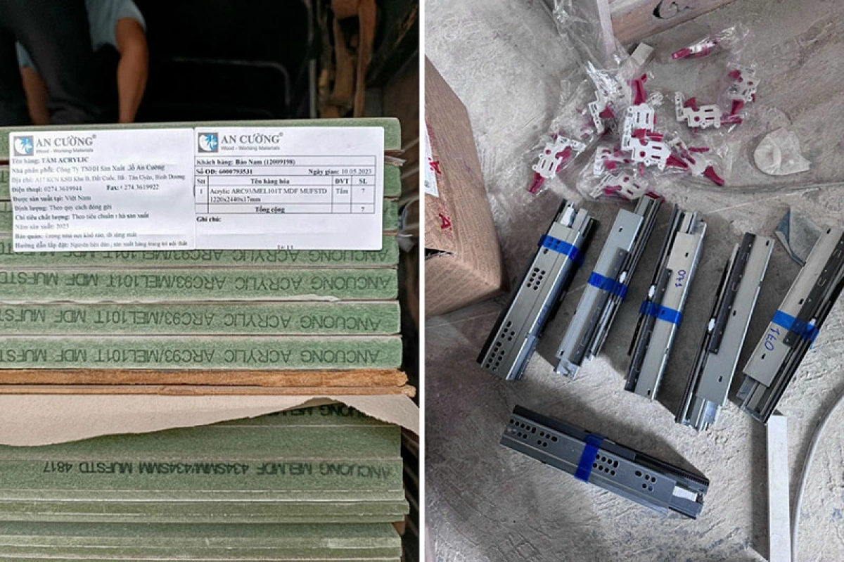 Kiểm tra vật liệu gỗ và phụ kiện khi làm nội thất tại xưởng