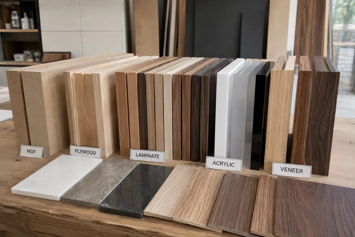 Các vật liệu sử dụng trong thi công nội thất căn hộ 3 phòng ngủ.