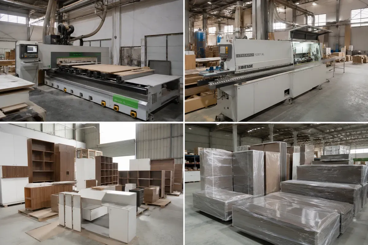 Sản xuất nội thất trực tiếp tại xưởng giúp kiểm soát chất lượng và tiến độ.