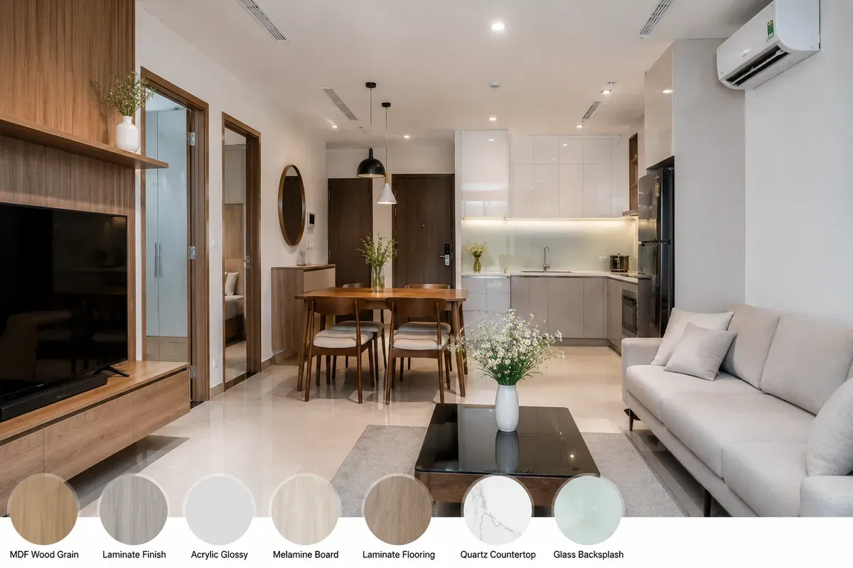 Chất liệu, phong cách thiết kế và mức độ hoàn thiện là những yếu tố ảnh hưởng trực tiếp đến chi phí nội thất.