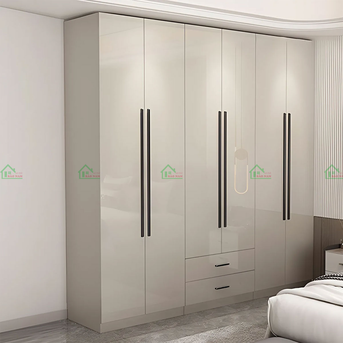 Được sản xuất từ vật liệu acrylic An Cường chất lượng cao, tủ có độ bền cao, chống trầy xước và dễ lau chùi.