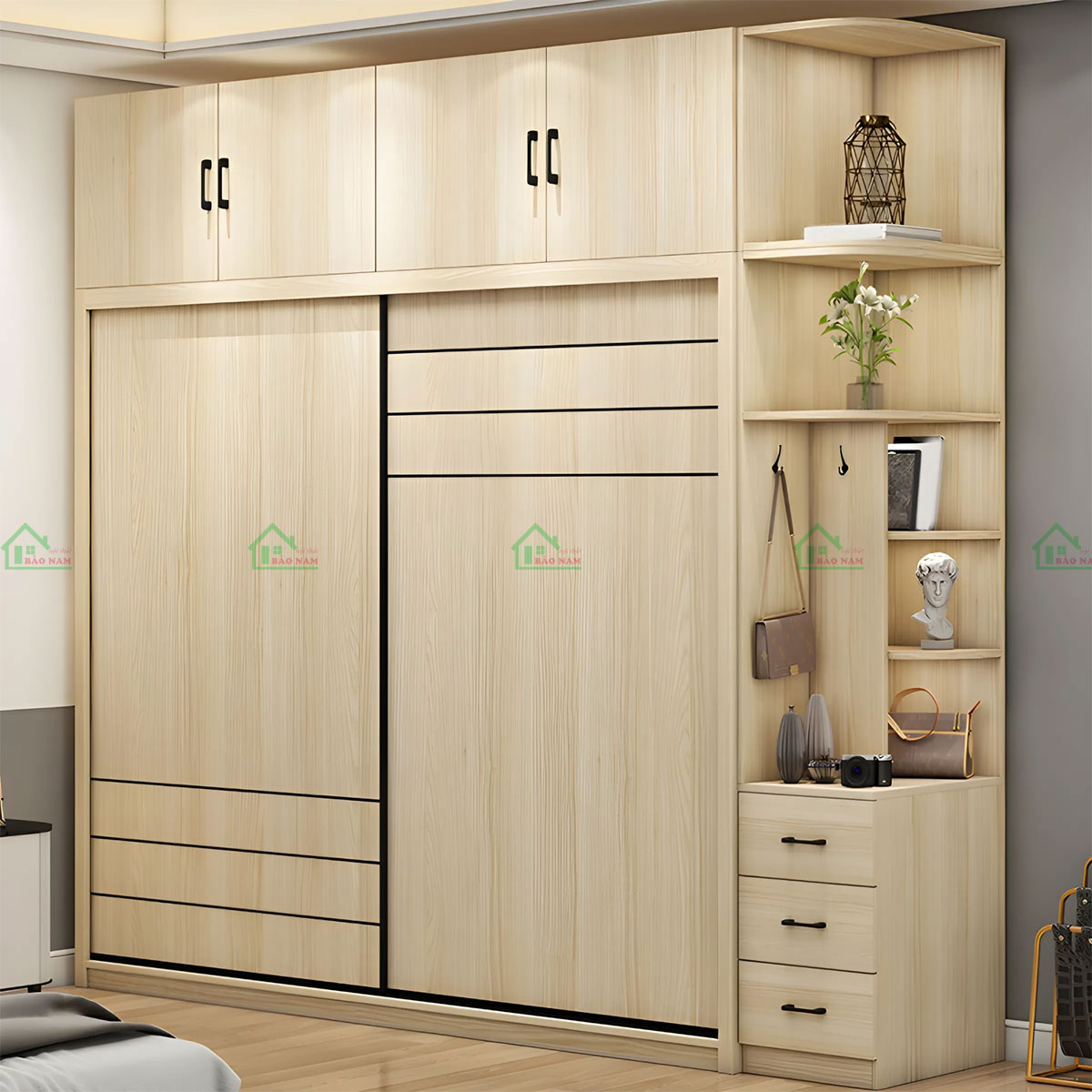 Tủ Quần Áo Cửa Lùa Vân Gỗ Hiện Đại Đẹp TAL32