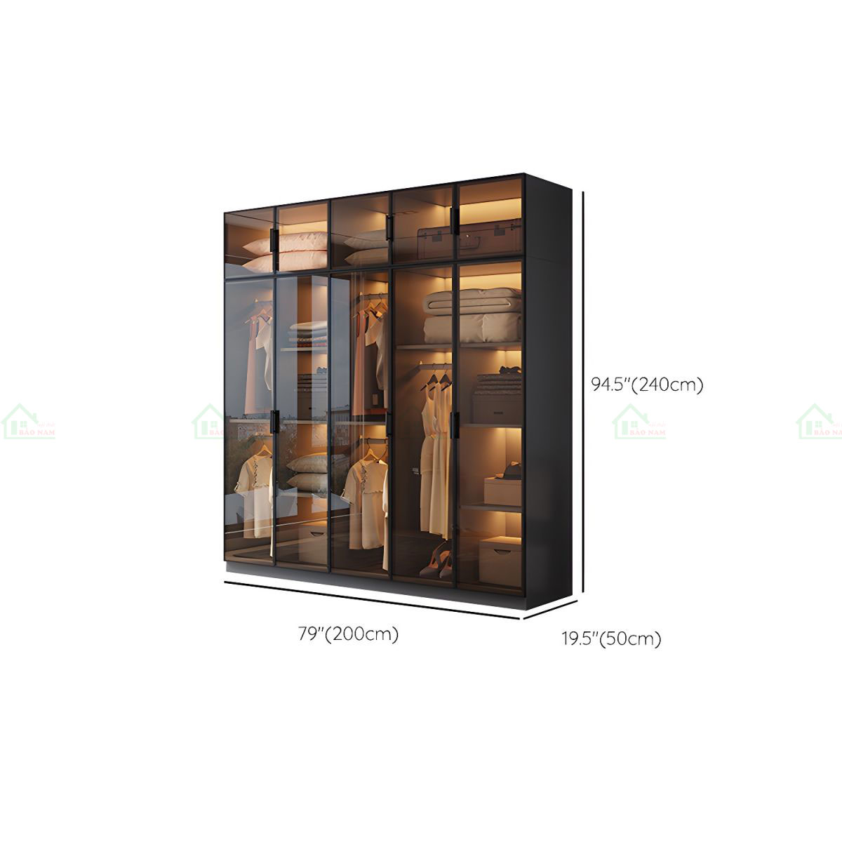 Mẫu Tủ Quần Áo Cánh Kính Màu Đen Hiện Đại Sang Trọng TK32 