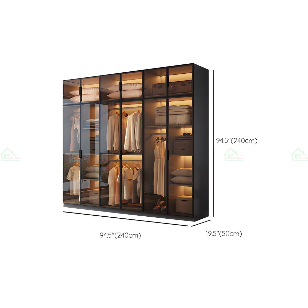 Mẫu Tủ Quần Áo Cánh Kính Màu Đen Hiện Đại Sang Trọng TK32 