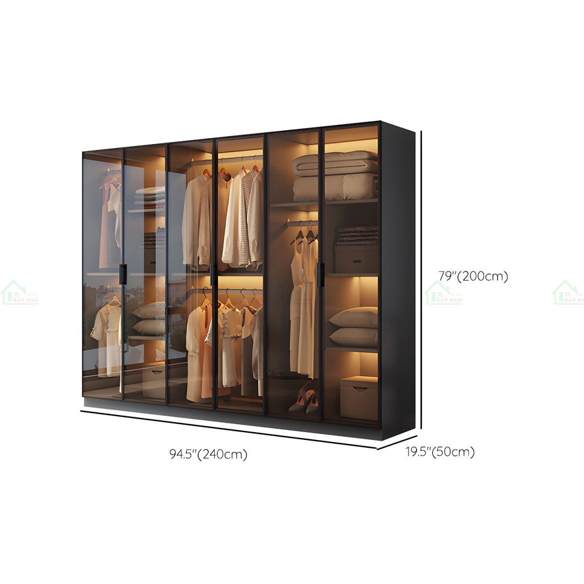 Mẫu Tủ Quần Áo Cánh Kính Màu Đen Hiện Đại Sang Trọng TK32 