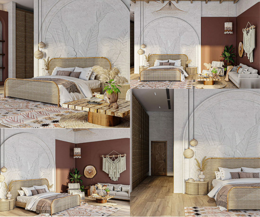 Mẫu phòng ngủ thiết kế độc đáo với phong cách Boho