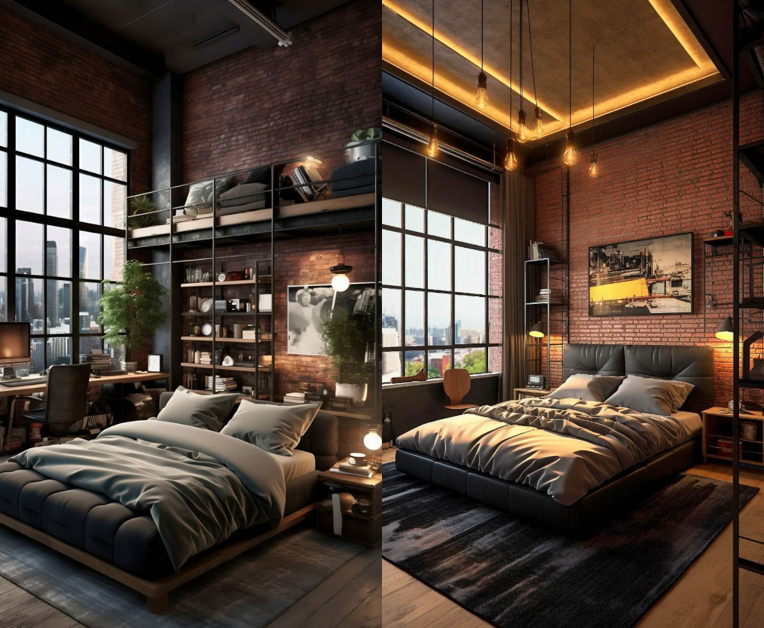 Thiết kế phòng ngủ Phong cách Industrial