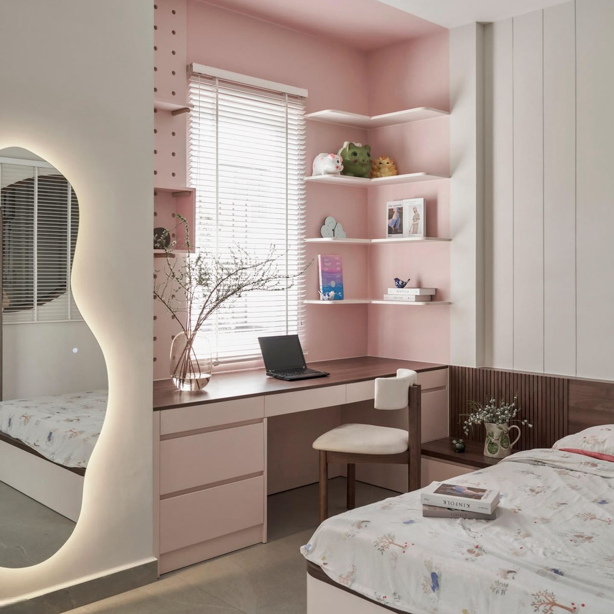 Thiết kế phòng ngủ bé gái màu hồng PB15