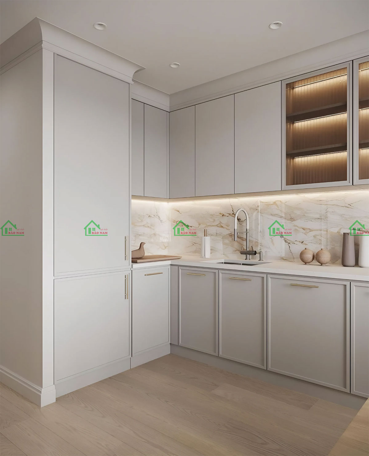 Tủ bếp shaker tân cổ điển