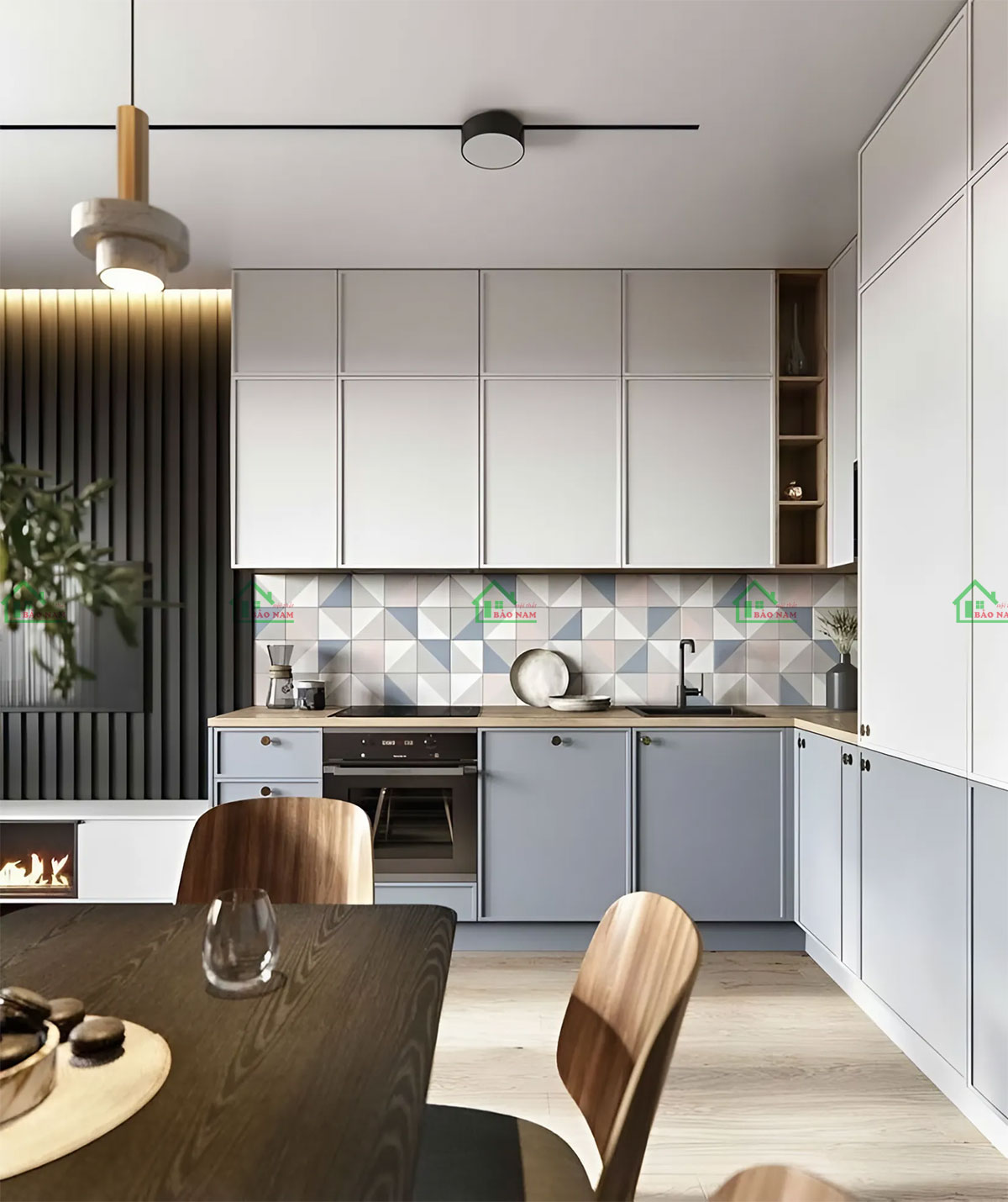 Mẫu tủ bếp Shaker hiện đại