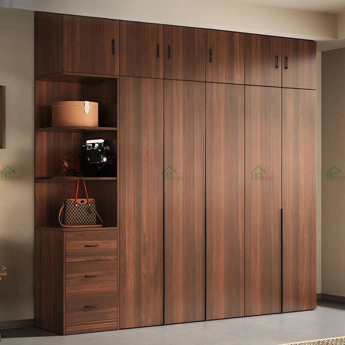 Tủ quần áo gỗ tự nhiên TATN42 - Hiện đại, sang trọng, lưu trữ tối ưu