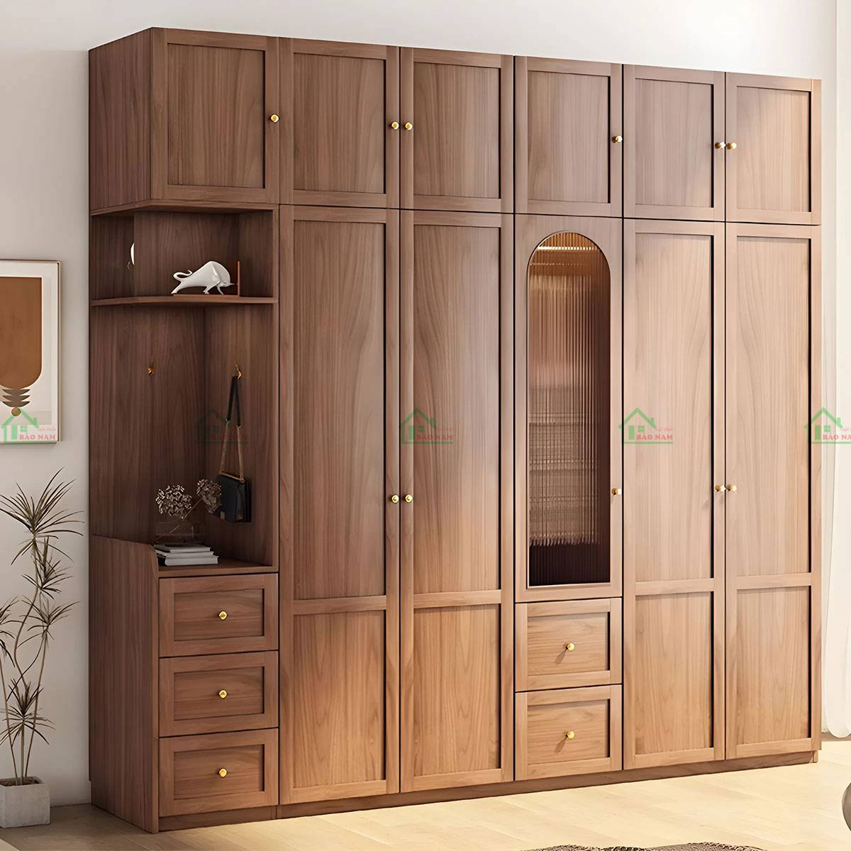 Tủ quần áo gỗ căm xe TATN14 phù hợp nhiều phong cách nội thất