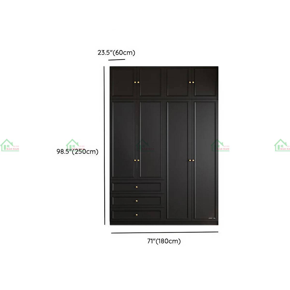 Tủ quần áo gỗ TATN13, kích thước 180cm, phong cách tân cổ điển sang trọng
